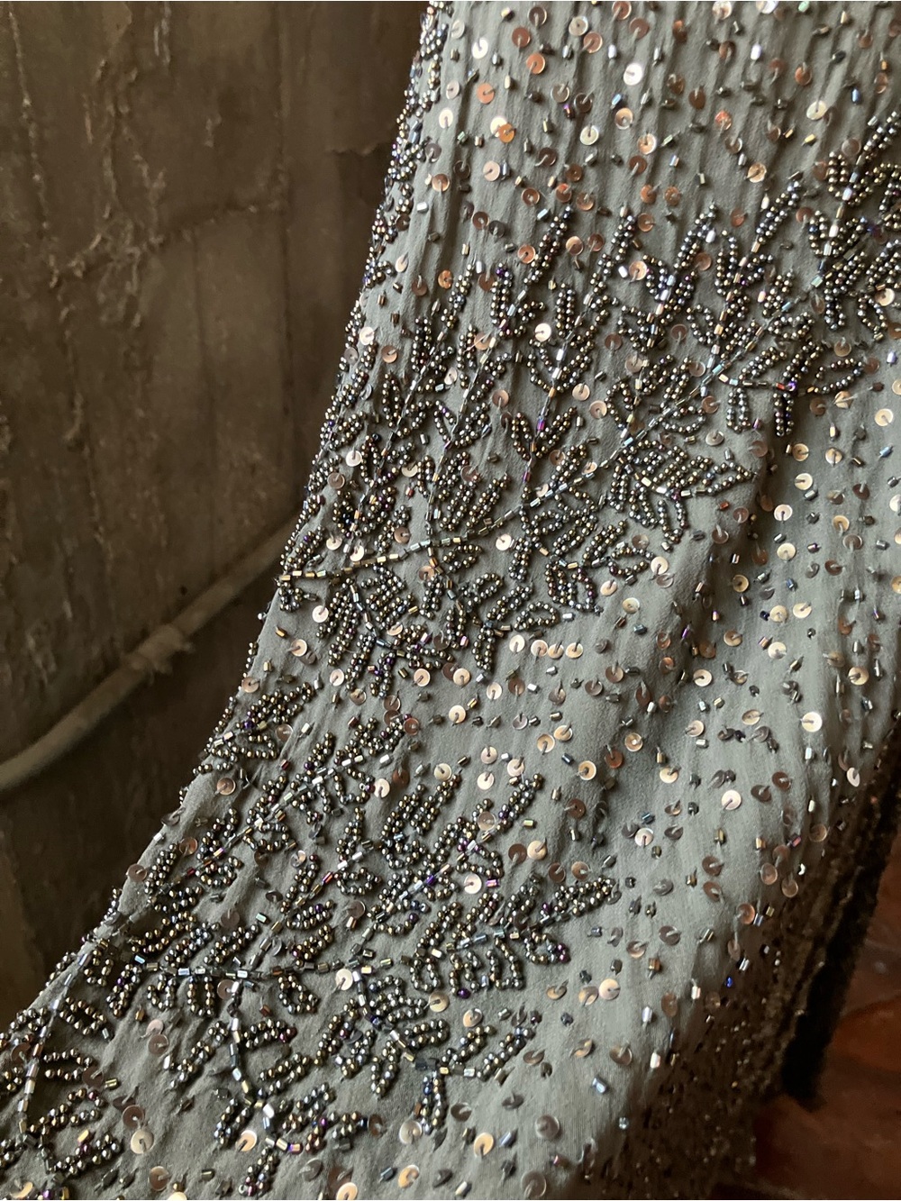 Sue Wong Olive Green Beaded Cowl Neck Camisole - Picture 12 of 16